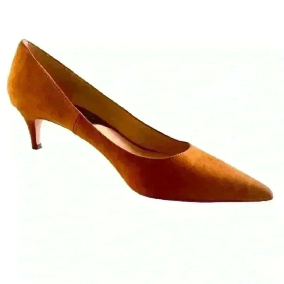 MANGO SUEDE BROWN KITTY HEELS WOMEN  SHOES SIZE 39 - Picture 1 of 16